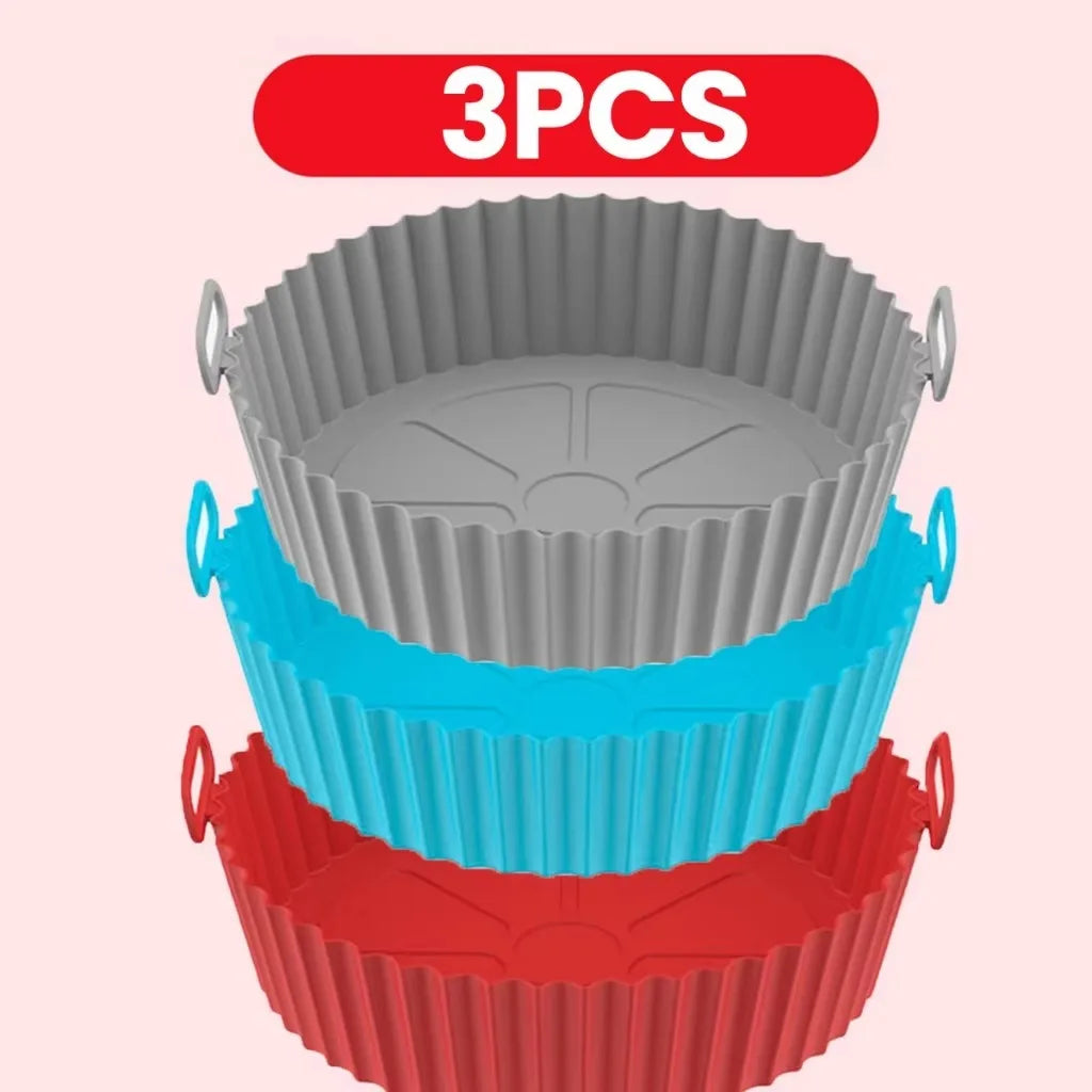 Kit 5 Formas de Silicone Reutilizáveis e Antiaderentes para Air Fryer, Micro-ondas e Forno