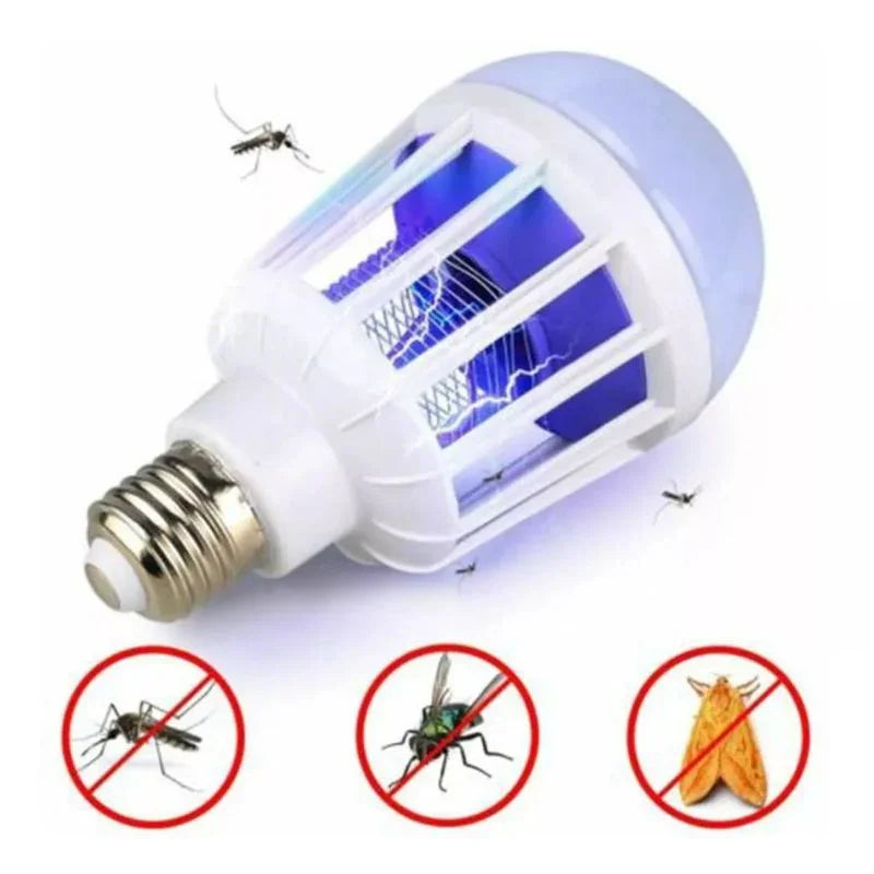 LED insect trap light bulb for mosquito, fly, and moth control, electric bug zapper design.