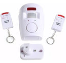 Wireless home security motion sensor alarm with two remote controls and wall mount