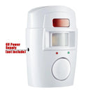 White motion sensor alarm device with indicator lights and 6V power supply port
