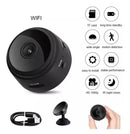 Mini WiFi security camera with HD 1080p, night vision, motion detection, and accessories.