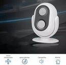 Smart home security sensor device with infrared sensor, alarm, and multiple language support.