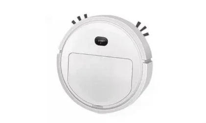 White smart robotic vacuum cleaner for home automation on white background