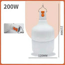 200W LED portable hanging lamp, white with orange button, 210mm height, 120mm width