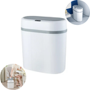 White automatic sensor trash can with grey lid for home kitchen or bathroom use