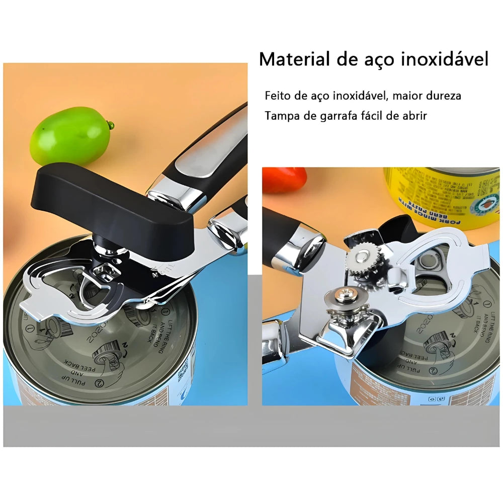 ABRI MAX PRO / Abridor de Latas e Garrafas Profissional em Aço Inox 3 em 1