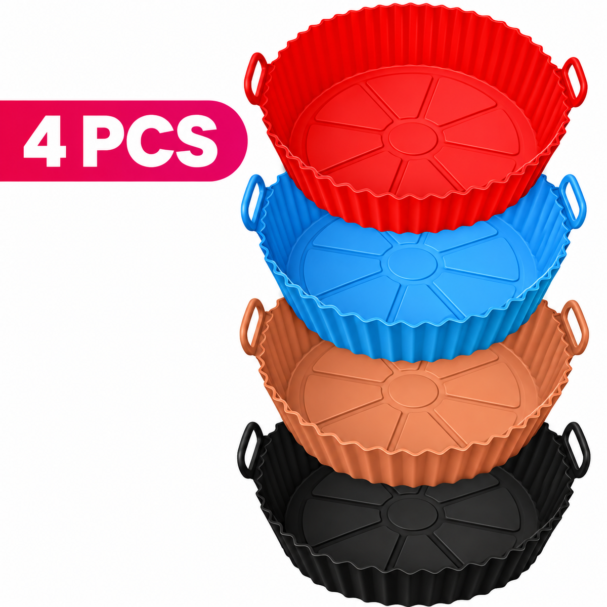 Kit 5 Formas de Silicone Reutilizáveis e Antiaderentes para Air Fryer, Micro-ondas e Forno