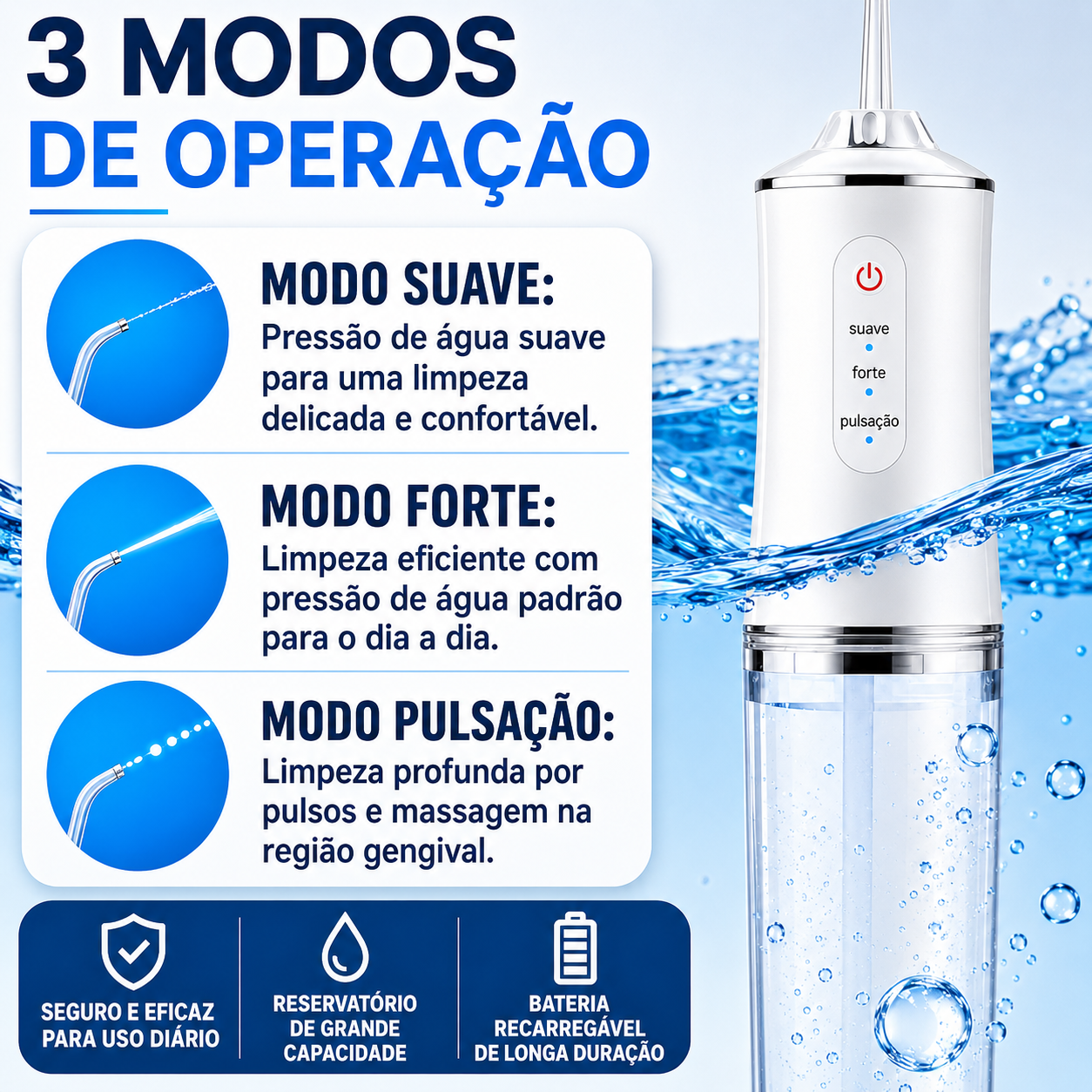 Irriga Pro Bucal Portátil de Alta Pressão – Limpeza Profunda e Saúde Gengival cor enviada de acordo com estoque.