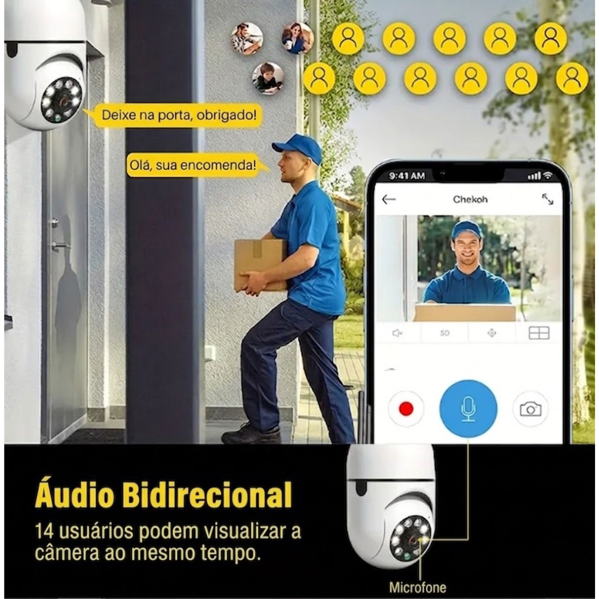 Lâmpada de Segurança Vigilância IP Wi-Fi 360°, A segurança do seu lar em suas mãos.